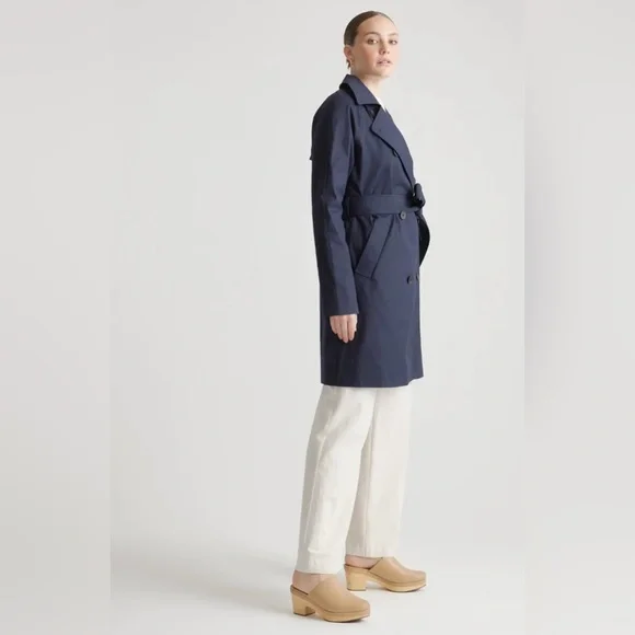 Quince Women’s Comfort Stretch Trench Coat – Midnight BlackBeltedNWT